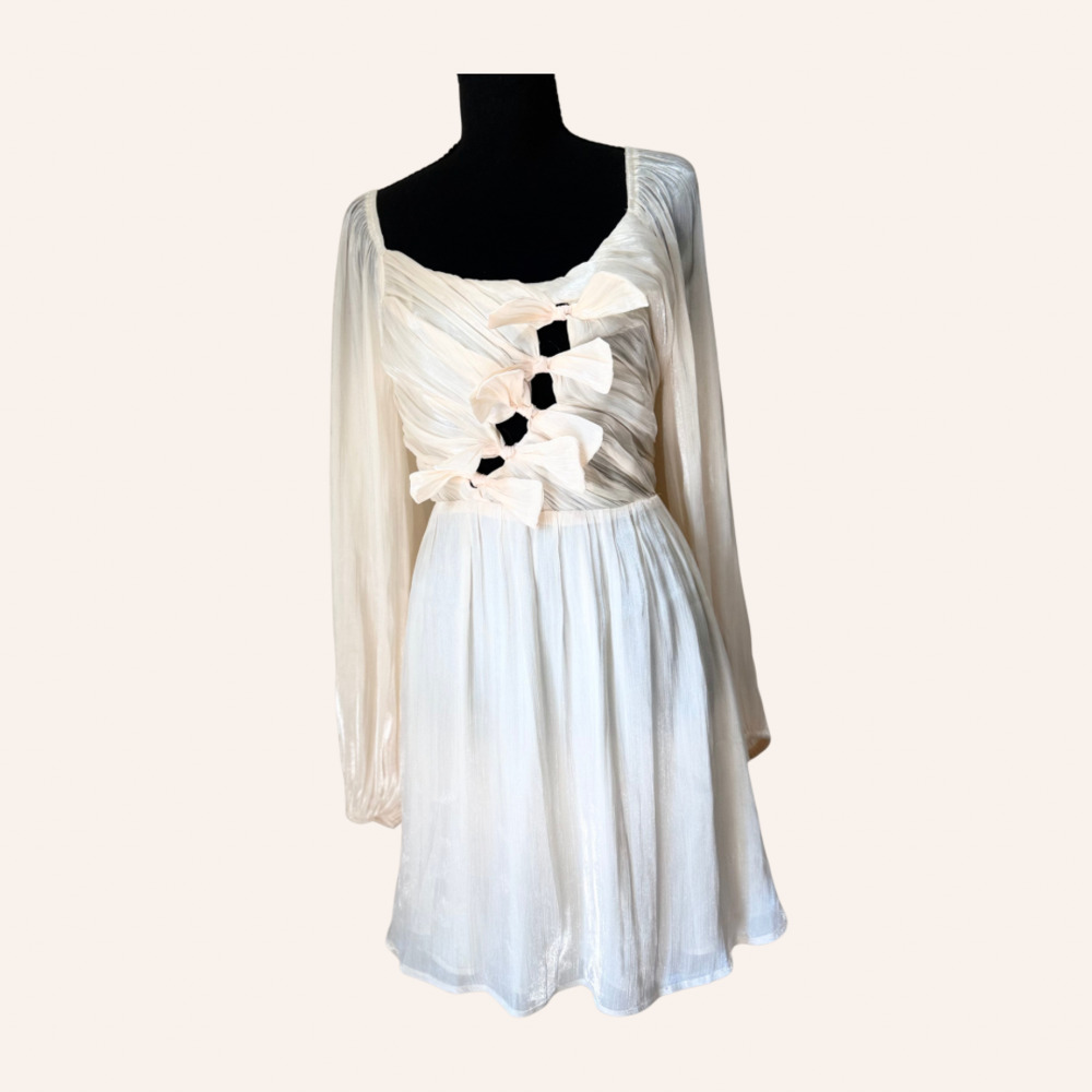 Champagne Bow Fairycore Mini Dress
